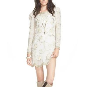 Free People Curling Vines Shift Dress Size 0 White, Bridal Shower, New is $400